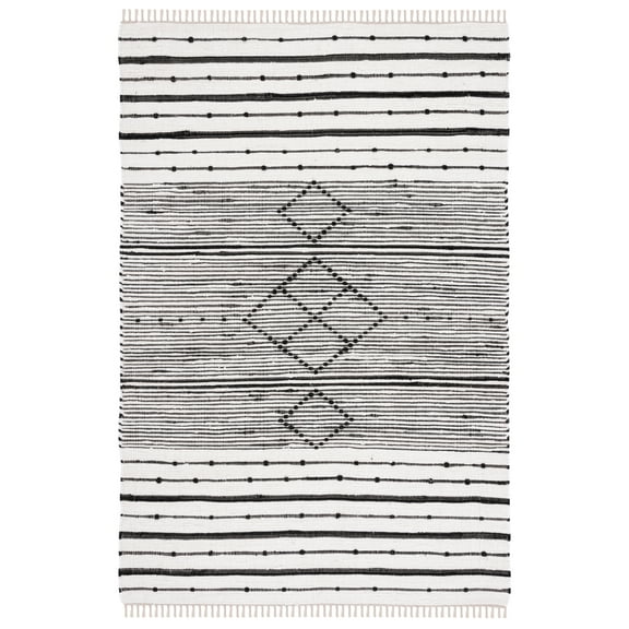 SAFAVIEH Striped Kilim Paulino Striped Cotton Area Rug, Ivory/Black, 8' x 10'