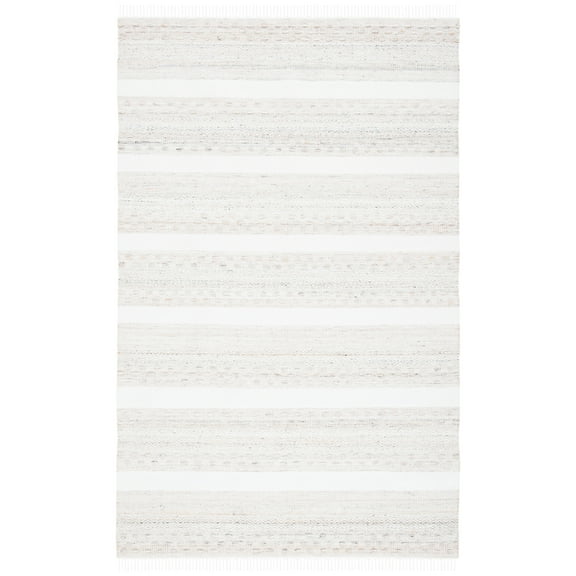 SAFAVIEH Striped Kilim Peyton Striped Polyester Area Rug, Beige/Ivory, 5' x 8'