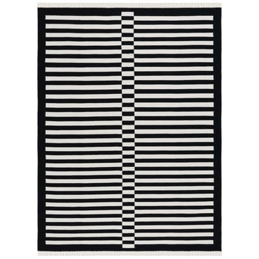 SAFAVIEH Striped Kilim Priscilla Striped Area Rug, Black/Ivory, 8' x 10'