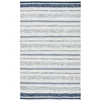 SAFAVIEH Striped Kilim Rada Striped Cotton Area Rug, Ivory/Navy, 8' x 10'