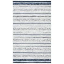 SAFAVIEH Striped Kilim Rada Striped Cotton Area Rug, Ivory/Navy, 9' x 12'