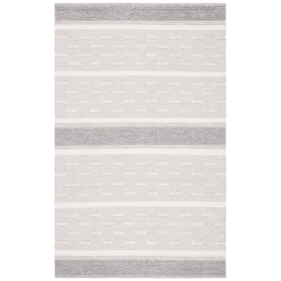 SAFAVIEH Striped Kilim Rory Striped Cotton Area Rug, Ivory/Grey, 9' x 12'