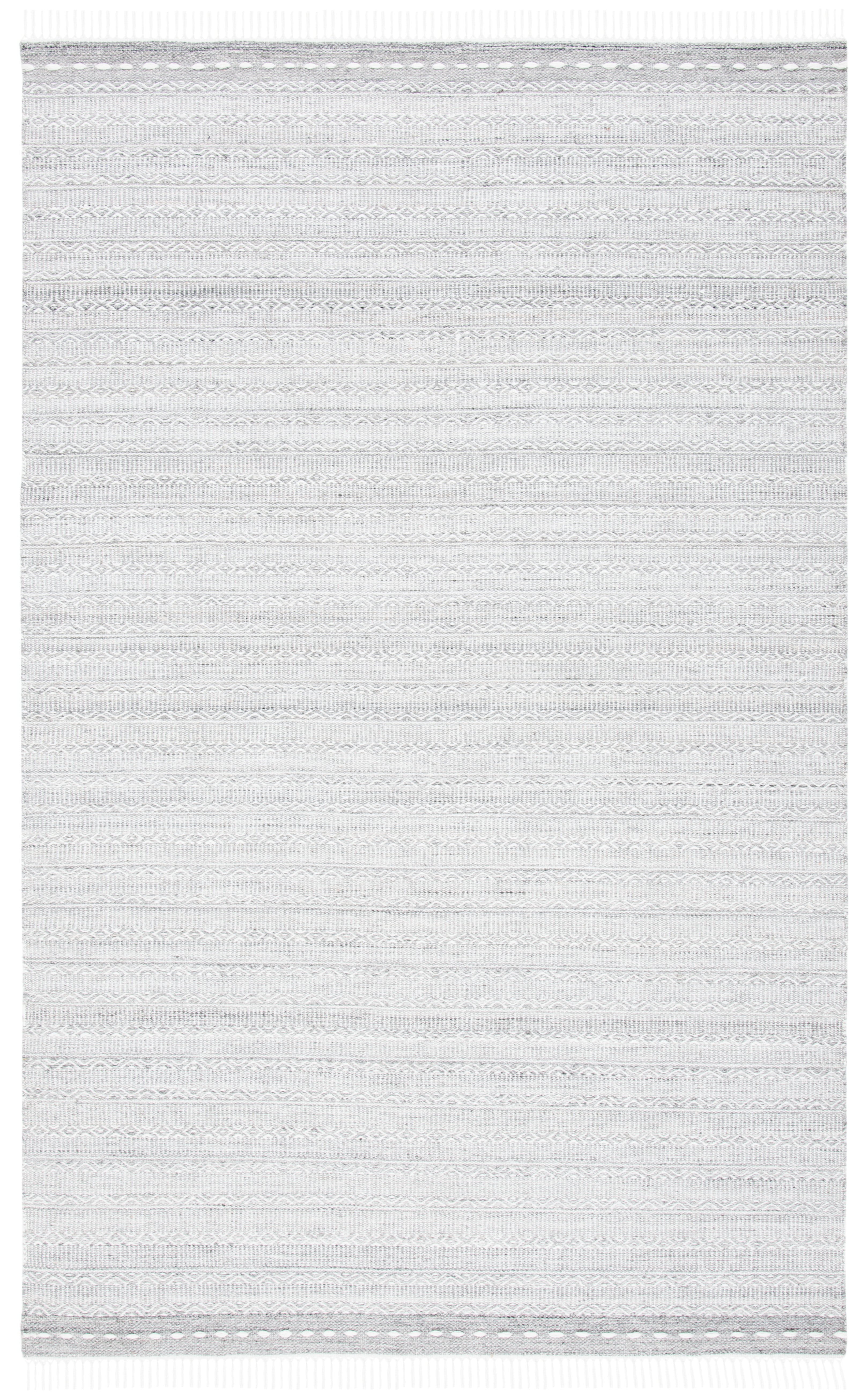Gray and Ivory Striped Wool and Synthetic 3' x 5' Area Rug