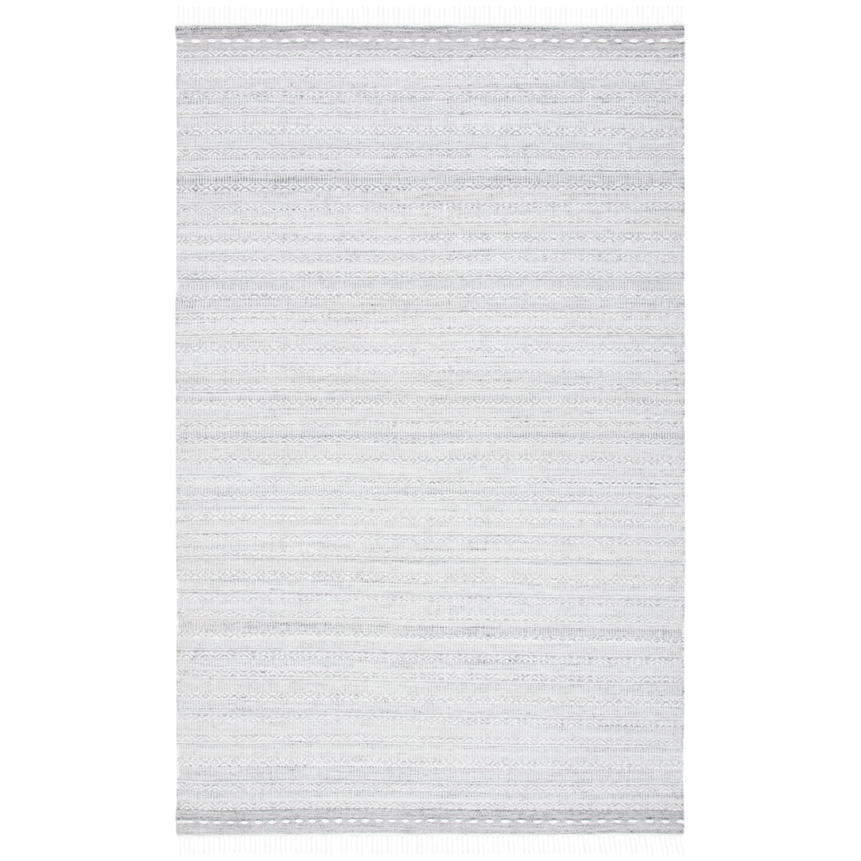 Gray and Ivory Striped Wool and Synthetic 3' x 5' Area Rug