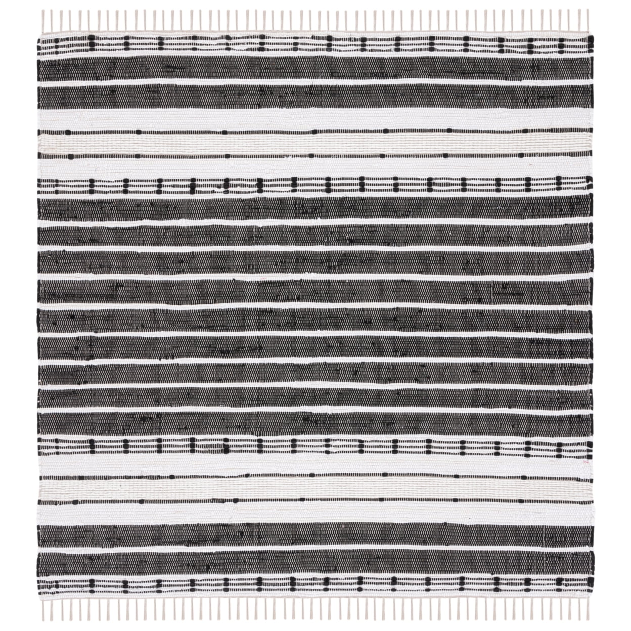 Black and Ivory Striped Kilim 8' x 10' Wool Area Rug