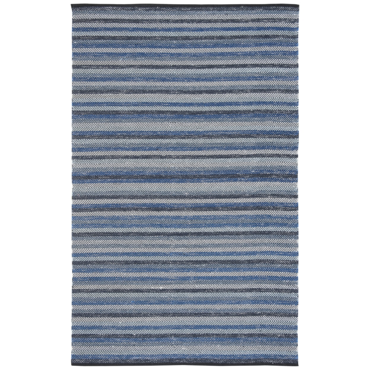 Blue Striped Kilim Wool and Cotton 5' x 8' Area Rug
