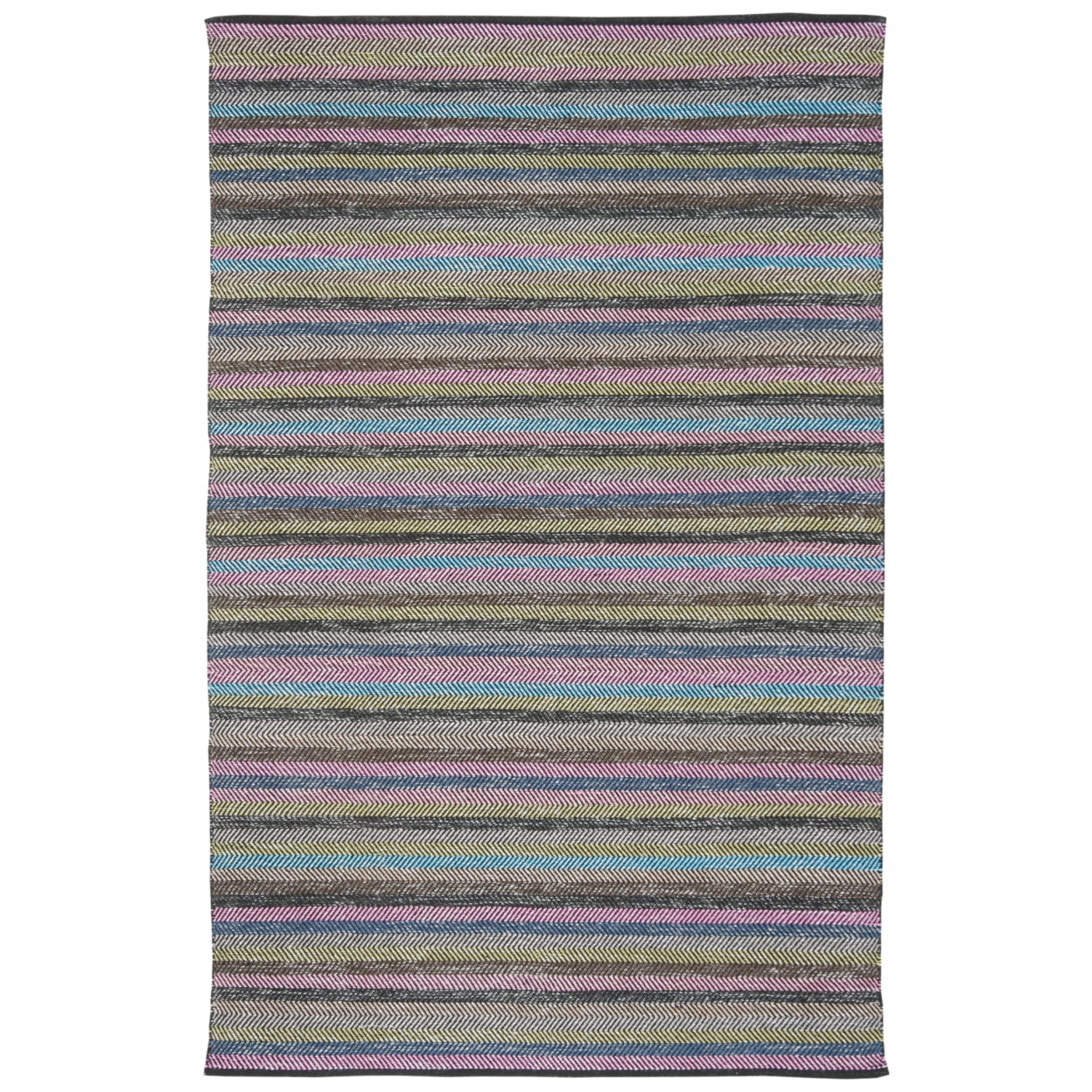 Handwoven Striped Kilim 5' x 8' Gray and Multi Wool-Cotton Rug