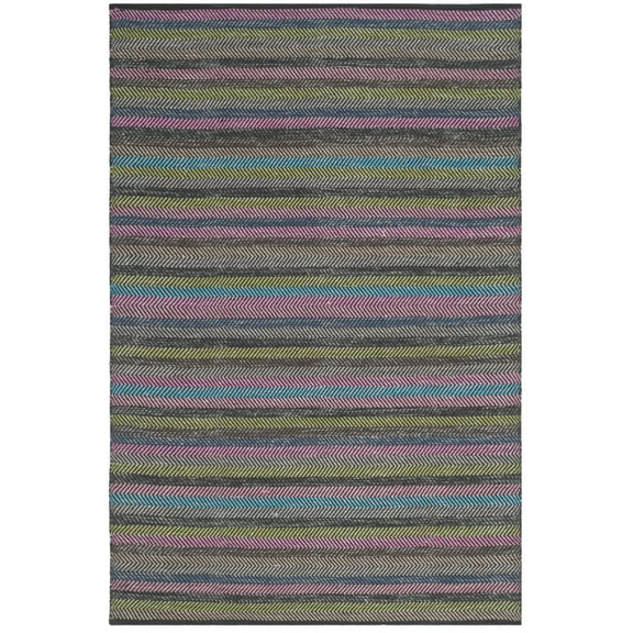 Safavieh Handmade Striped Kilim Clorinda Stripe Wool Rug Grey/Multi 4' x 6' 4' x 6' Living Room, Bedroom Grey