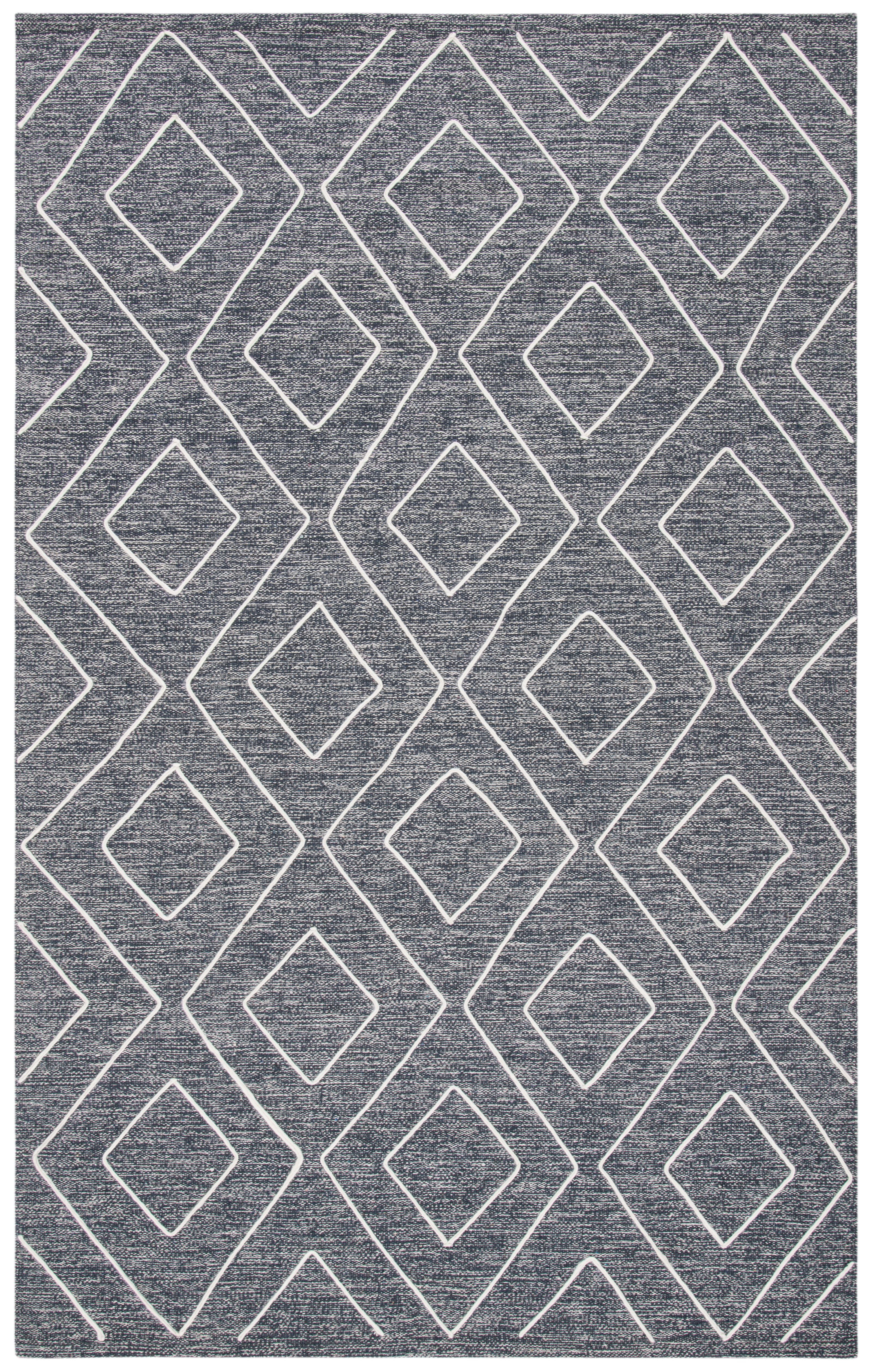 Gray and White Handwoven Wool Cotton 6' x 9' Area Rug