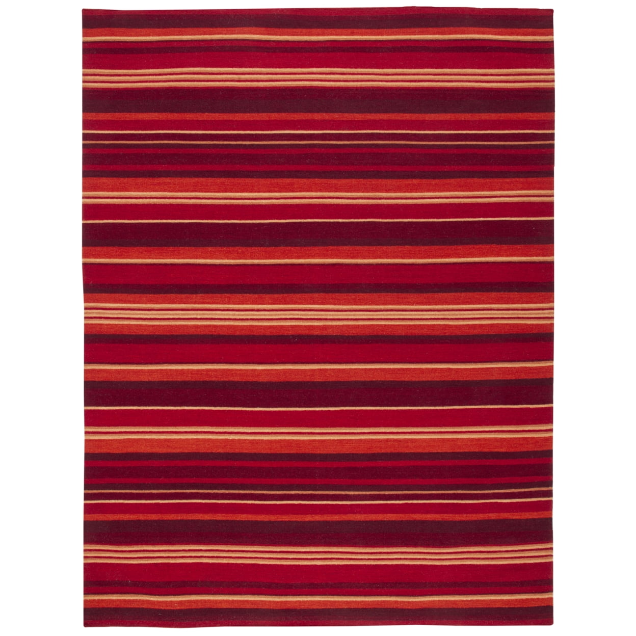 Handmade Red and Orange Striped Wool 8' x 10' Area Rug