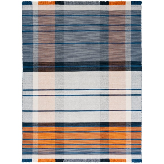 SAFAVIEH Striped Kilim Mirko Striped Area Rug, Orange/Blue, 9' x 12'