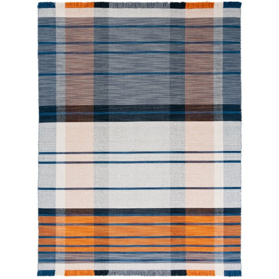 SAFAVIEH Striped Kilim Mirko Striped Area Rug, Orange/Blue, 9' x 12'