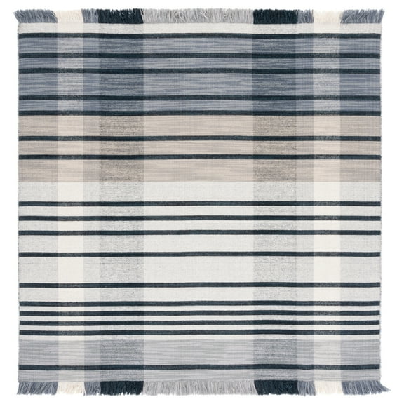 SAFAVIEH Striped Kilim STK704G Light Grey / Black Rug