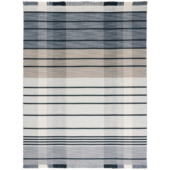 SAFAVIEH Striped Kilim STK704G Light Grey / Black Rug