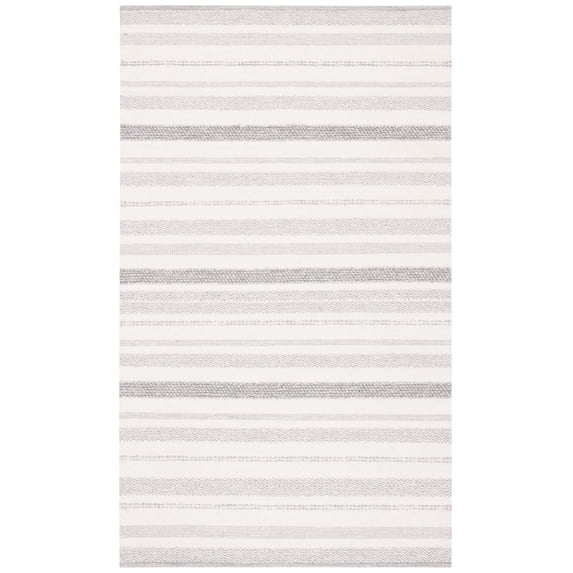 SAFAVIEH Striped Kilim Siofra Striped Cotton Area Rug, Ivory/Grey, 4' x 6'