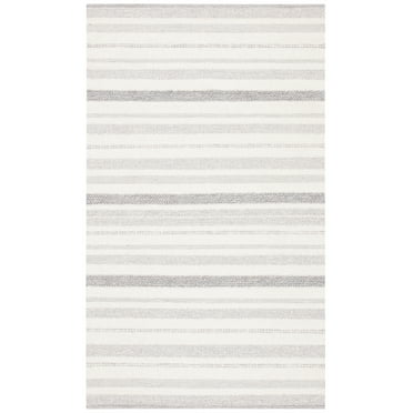 SAFAVIEH Striped Kilim Siofra Striped Cotton Area Rug, Ivory/Grey, 8' x 10'