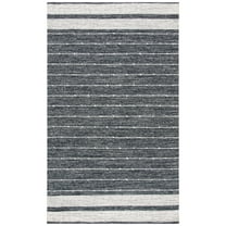 SAFAVIEH Striped Kilim Theodore Striped Area Rug, Black/Ivory, 8' x 10'