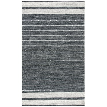 SAFAVIEH Striped Kilim Theodore Striped Area Rug, Black/Ivory, 8' x 10'