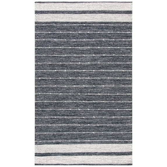 SAFAVIEH Striped Kilim Theodore Striped Area Rug, Black/Ivory, 9' x 12'