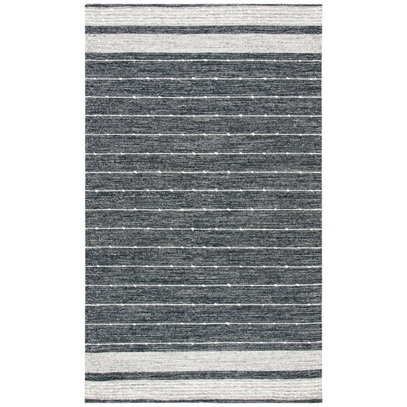 SAFAVIEH Striped Kilim Theodore Striped Area Rug, Black/Ivory, 9' x 12'