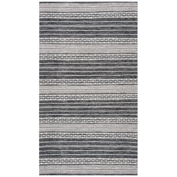 SAFAVIEH Striped Kilim Xavior Striped Area Rug, Black/Ivory, 3' x 5'