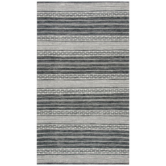 SAFAVIEH Striped Kilim Xavior Striped Area Rug, Black/Ivory, 5' x 8'