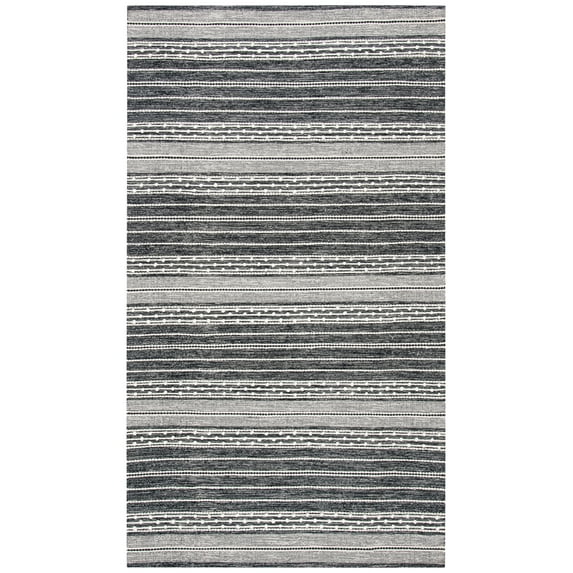 SAFAVIEH Striped Kilim Xavior Striped Area Rug, Black/Ivory, 6' x 9'