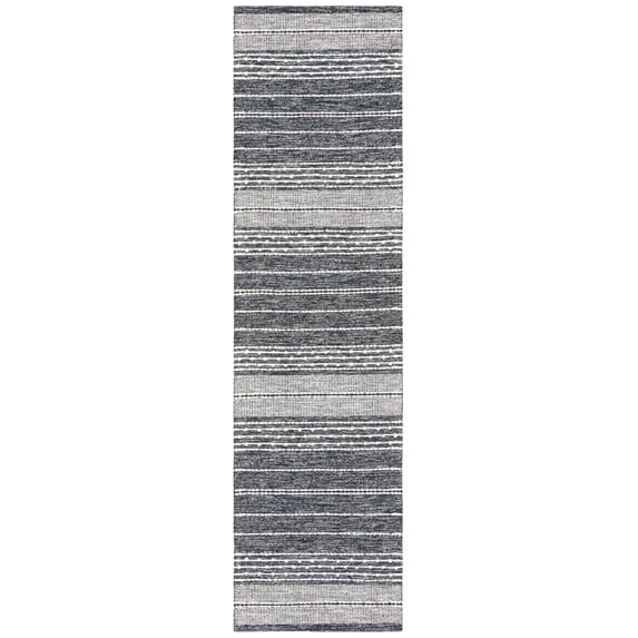 SAFAVIEH Striped Kilim Xavior Striped Runner Rug, Black/Ivory, 2'3" x 5'