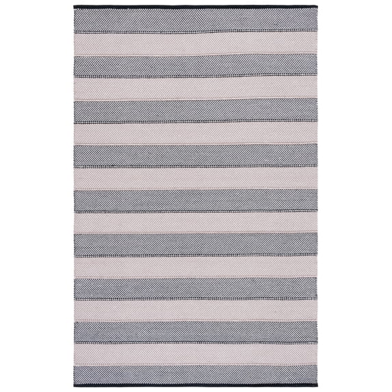 SAFAVIEH Striped Kilim Yadira Striped Cotton Area Rug, Ivory/Black, 4' x 6'