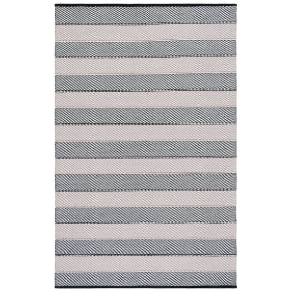 SAFAVIEH Striped Kilim Yadira Striped Cotton Area Rug, Ivory/Black, 5' x 8'