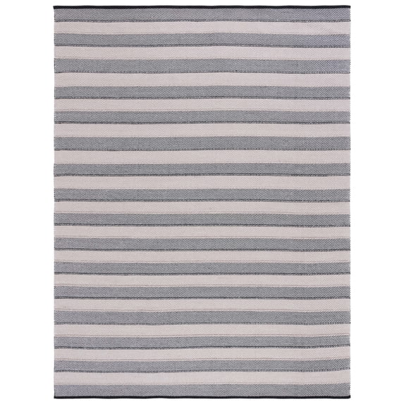 SAFAVIEH Striped Kilim Yadira Striped Cotton Area Rug, Ivory/Black, 8' x 10'