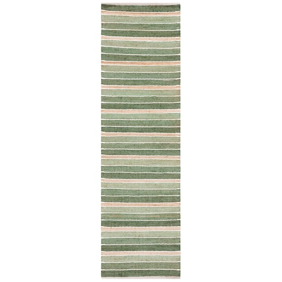 SAFAVIEH Striped Kilim Zaman Striped Runner Rug, Green/Natural, 2'3" x 8'