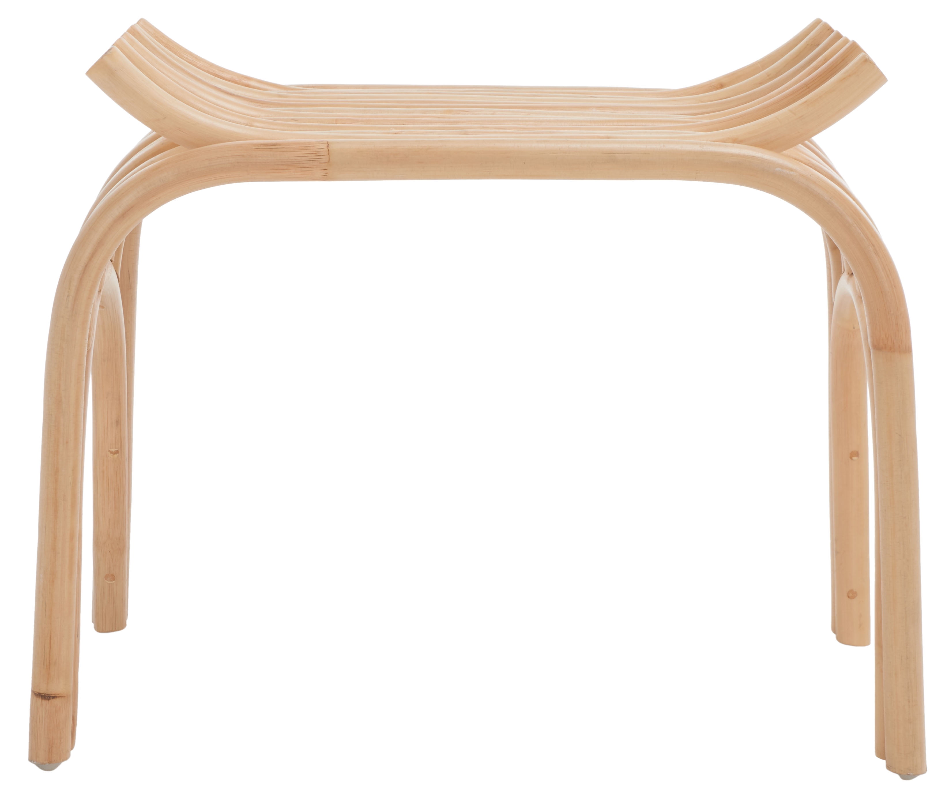 Natural Curved Rattan Stool with Organic Minimalist Design