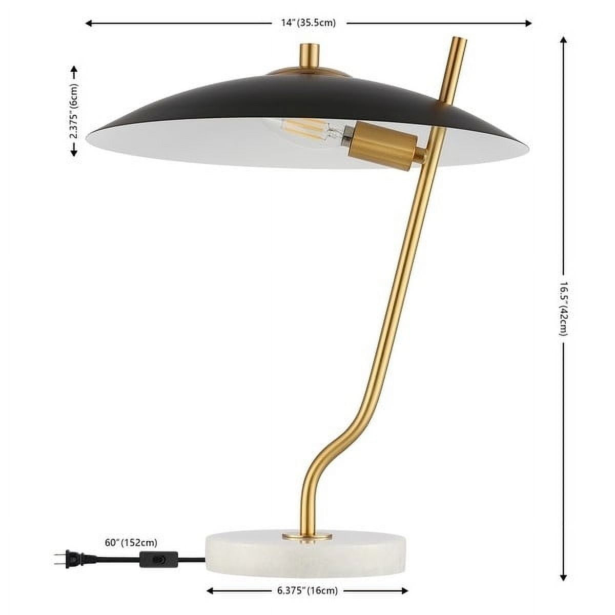 SAFAVIEH Studio 16 in. Modern Brass Gold Metal Table Lamp with Black Shade