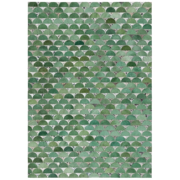 SAFAVIEH Studio Leather Alaois Geometric Area Rug, Green/Gray, 3' x 5'