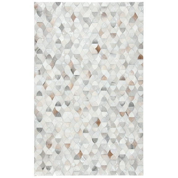 SAFAVIEH Studio Leather Albina Geometric Area Rug, Ivory/Grey, 5' x 8'
