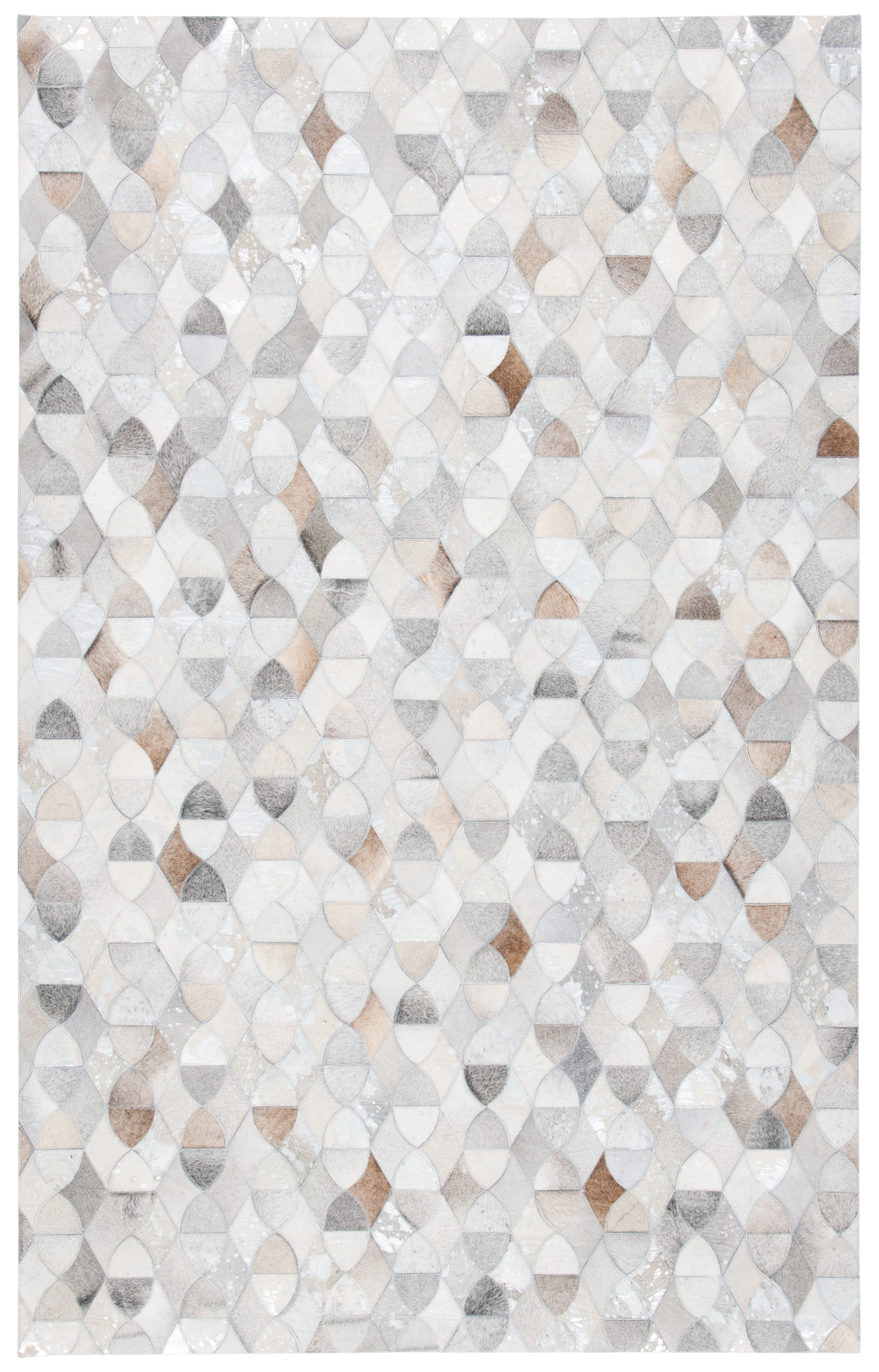 SAFAVIEH Studio Leather Albina Geometric Area Rug, Ivory/Grey, 8' x 10'