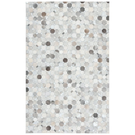 SAFAVIEH Studio Leather Alvin Geometric Area Rug, Ivory/Grey, 8' x 10'