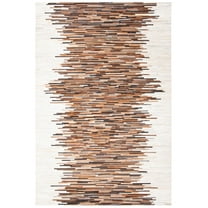 SAFAVIEH Studio Leather Bernadette Striped Area Rug, Ivory/Brown, 4' x 6'