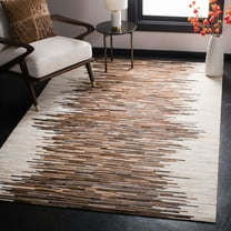 SAFAVIEH Studio Leather Bernadette Striped Area Rug, Ivory/Brown, 5' x 8'