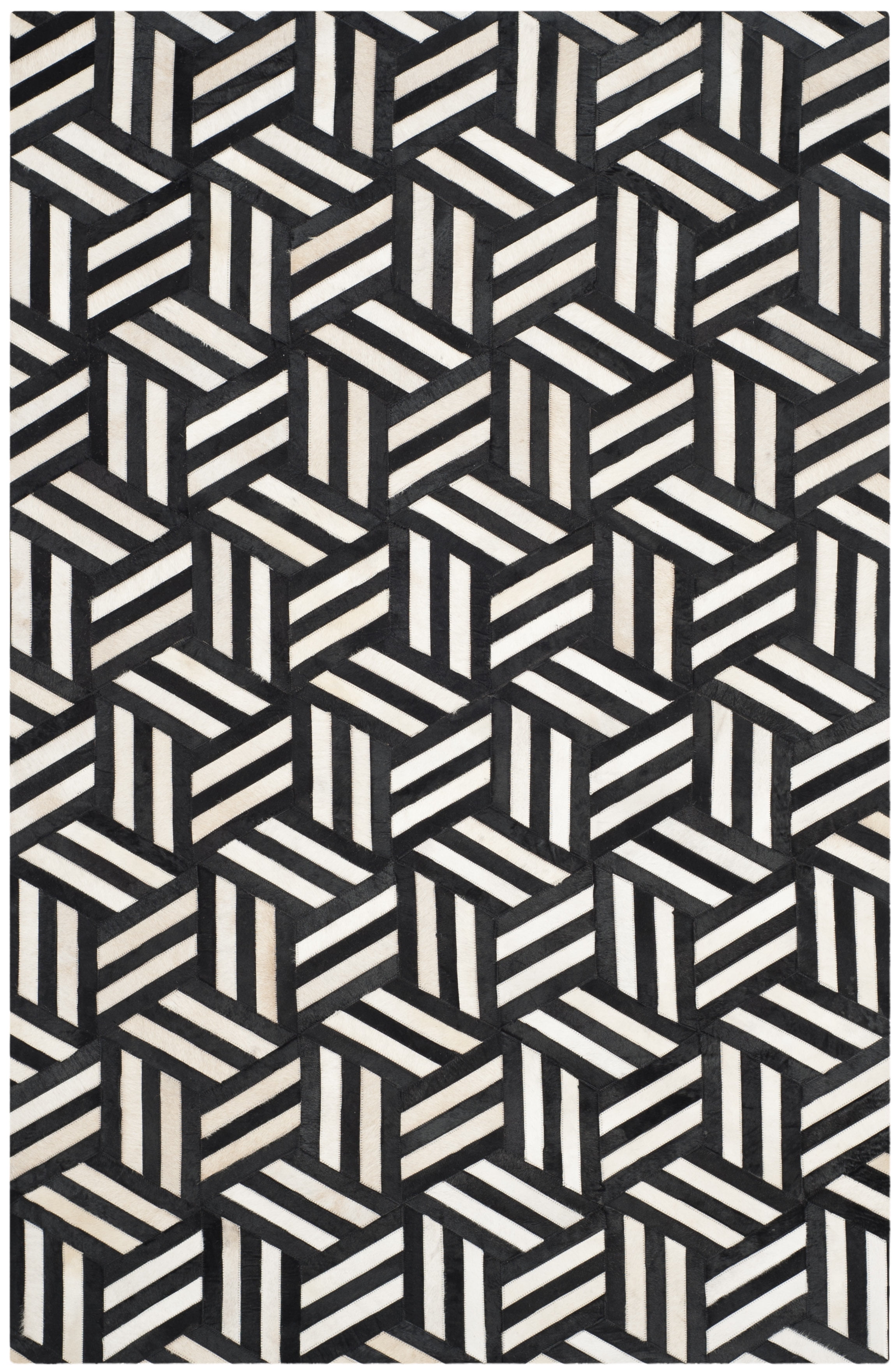 SAFAVIEH Studio Leather Braiden Geometric Area Rug, Ivory/Black, 6' x 9 ...