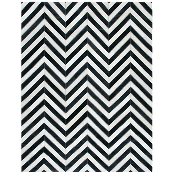 SAFAVIEH Studio Leather Brenton Chevron Area Rug, White/Black, 8' x 10'