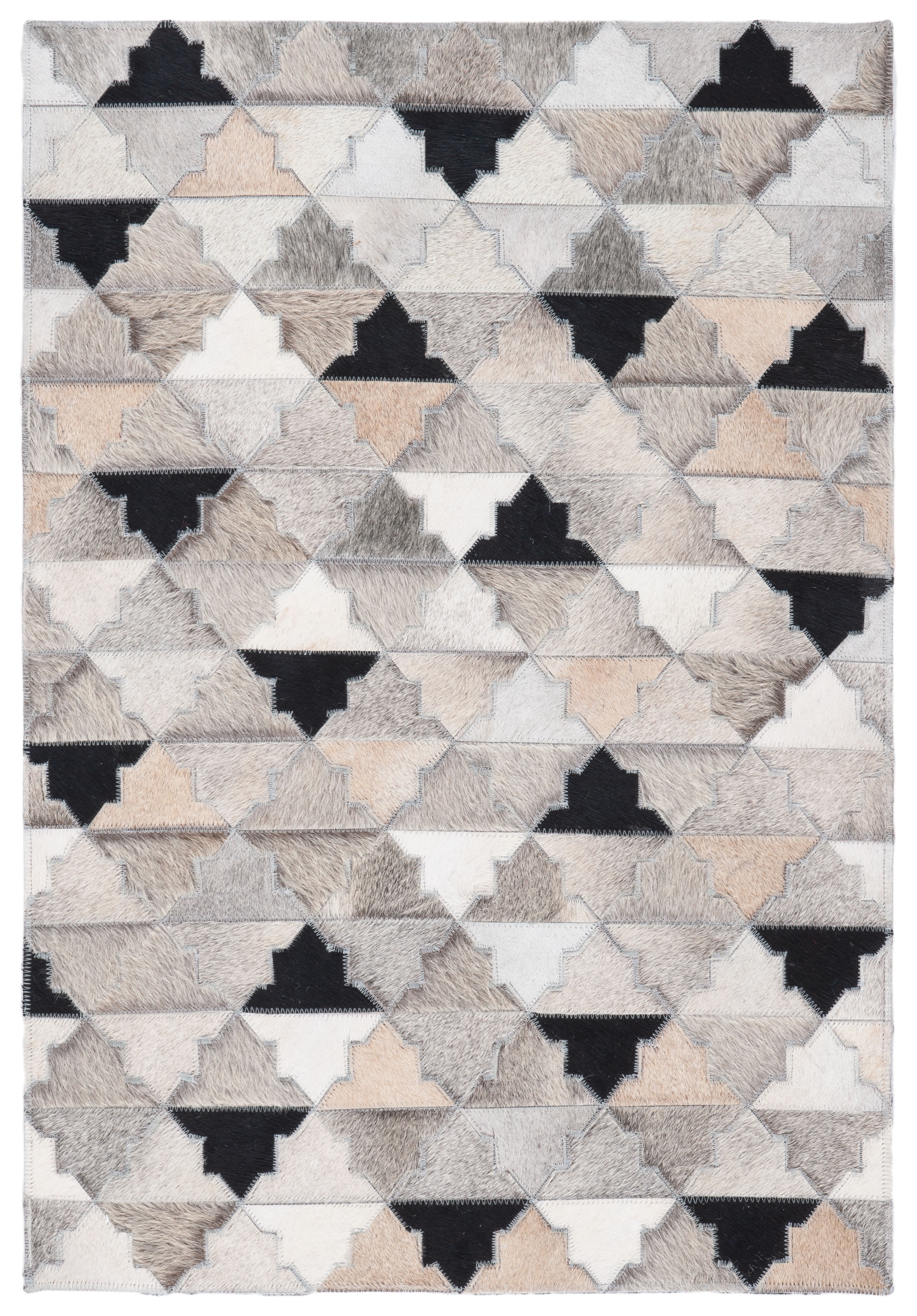 SAFAVIEH Studio Leather Calla Geometric Area Rug, Grey/Black, 3' x 5'