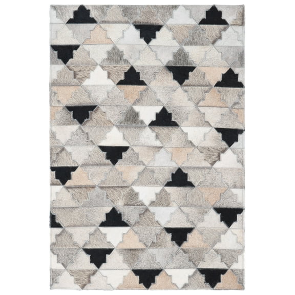 SAFAVIEH Studio Leather Calla Geometric Area Rug, Grey/Black, 3' x 5'