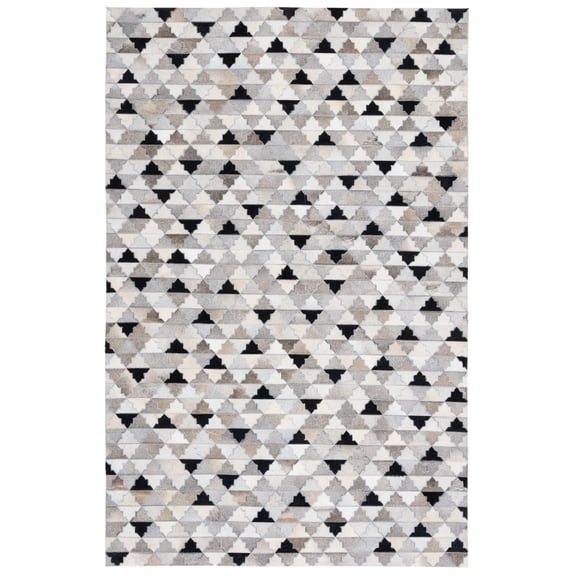 SAFAVIEH Studio Leather Calla Geometric Area Rug, Grey/Black, 5' x 8'