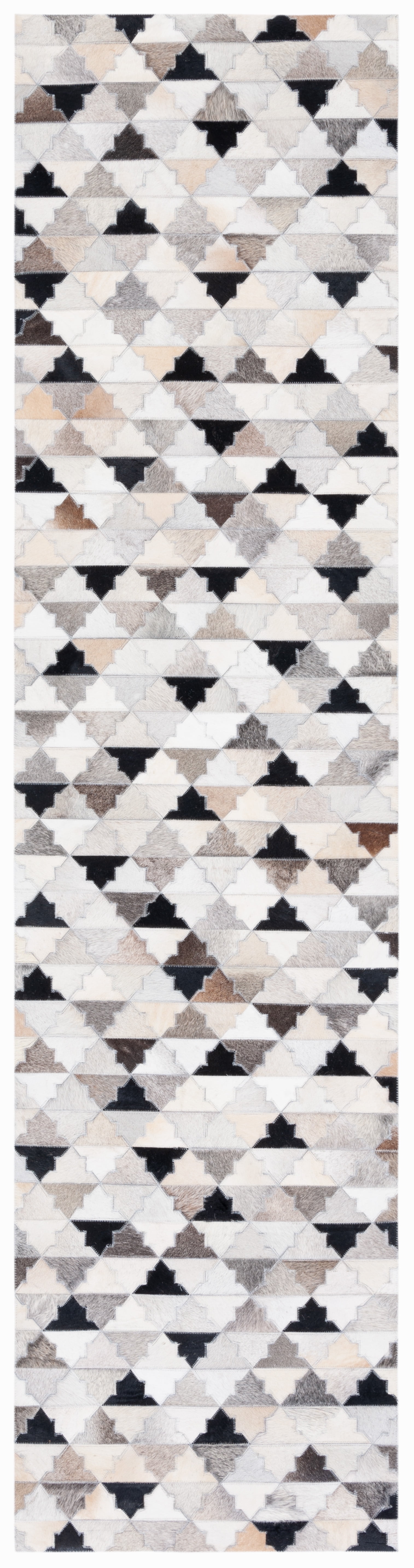 SAFAVIEH Studio Leather Calla Geometric Runner Rug, Grey/Black, 2'3" x 9'