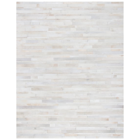 SAFAVIEH Studio Leather Candelario Geometric Area Rug, Ivory/Light Grey, 8' x 10'