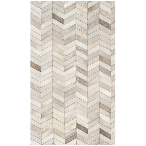SAFAVIEH Studio Leather Chauncey Geometric Area Rug, Grey, 3' x 5'