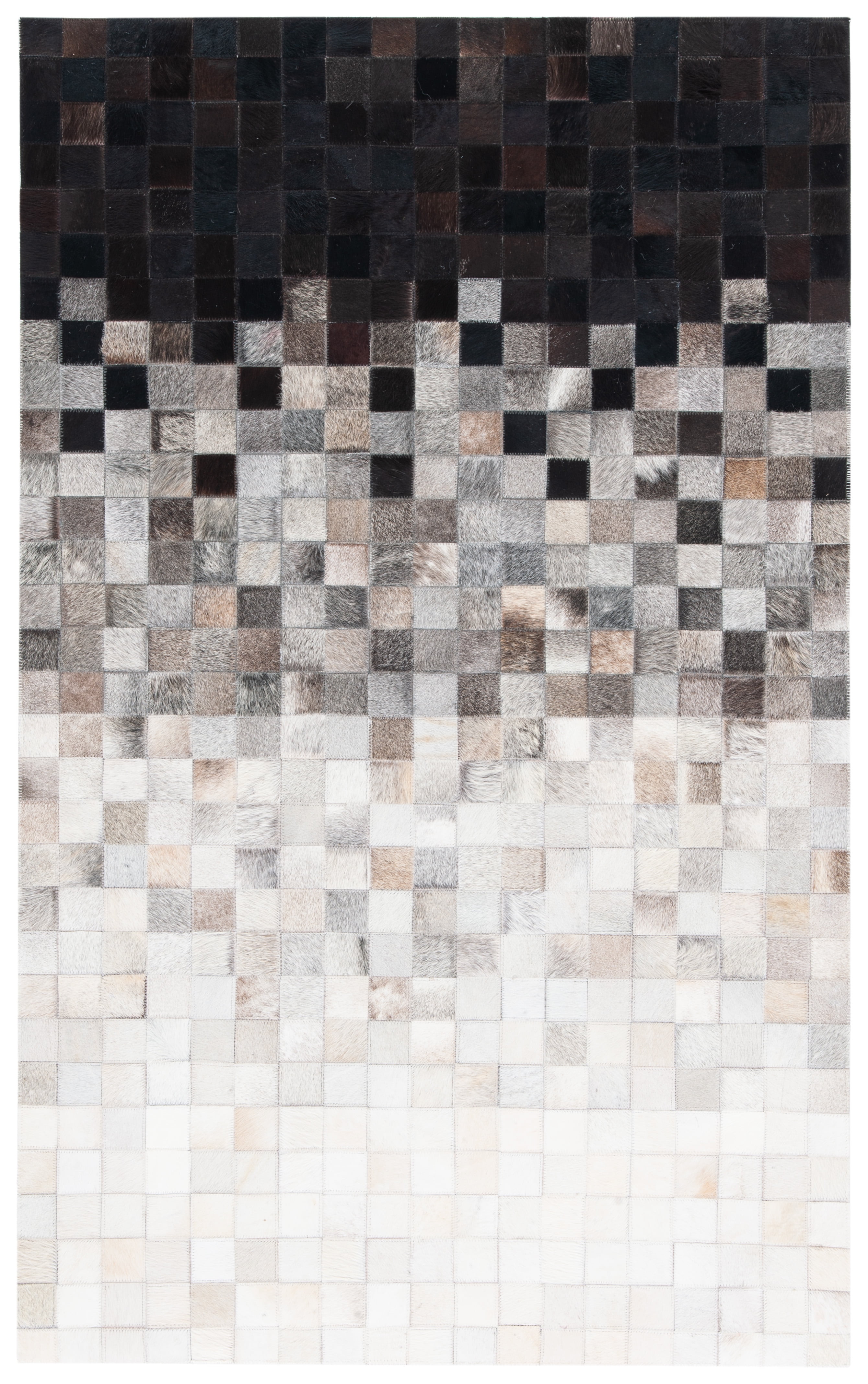 Handmade Black and Ivory Geometric Cowhide Area Rug