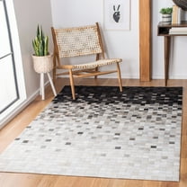 SAFAVIEH Studio Leather Cherette Geometric Area Rug, Ivory/Black, 5' x 8'